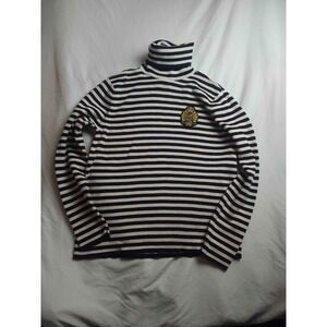 Polo Ralph Lauren Sweater Womens XL Blue Striped Knit Turtleneck Academia Nerd